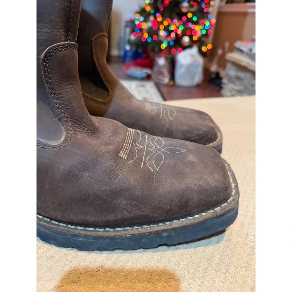 Danner Bull Run Wellington Sq Pt Work‎ Boots Mens Size 13 Brown Leather